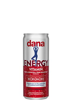 DANA VITAMIN – ENERGY, red grapefruit, guarana, B3 (niacin), B5 (pantothenic acid), B6, B12, carbonated drink
