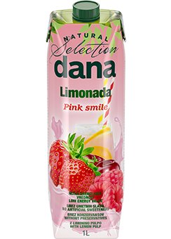 DANA Limonada Pink smile – nizkoenergijska negazirana brezalkoholna pijača s sokom limone in rdečega sadja