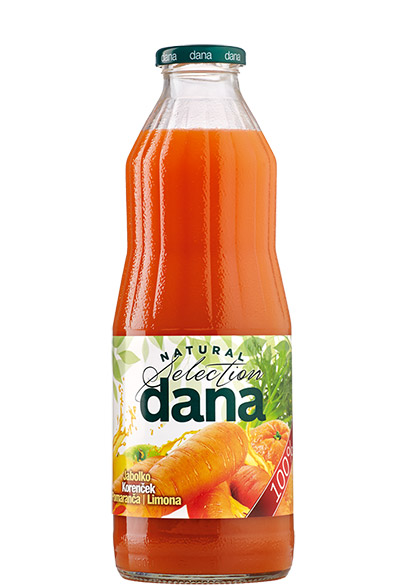 DANA 100% fruty-vegetable juice, apple, carrot, orange, lemon