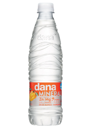 DANA MINERAL, a drink with mango and mandarin flavor, enriched with zinc and magnesium, and vitamins.